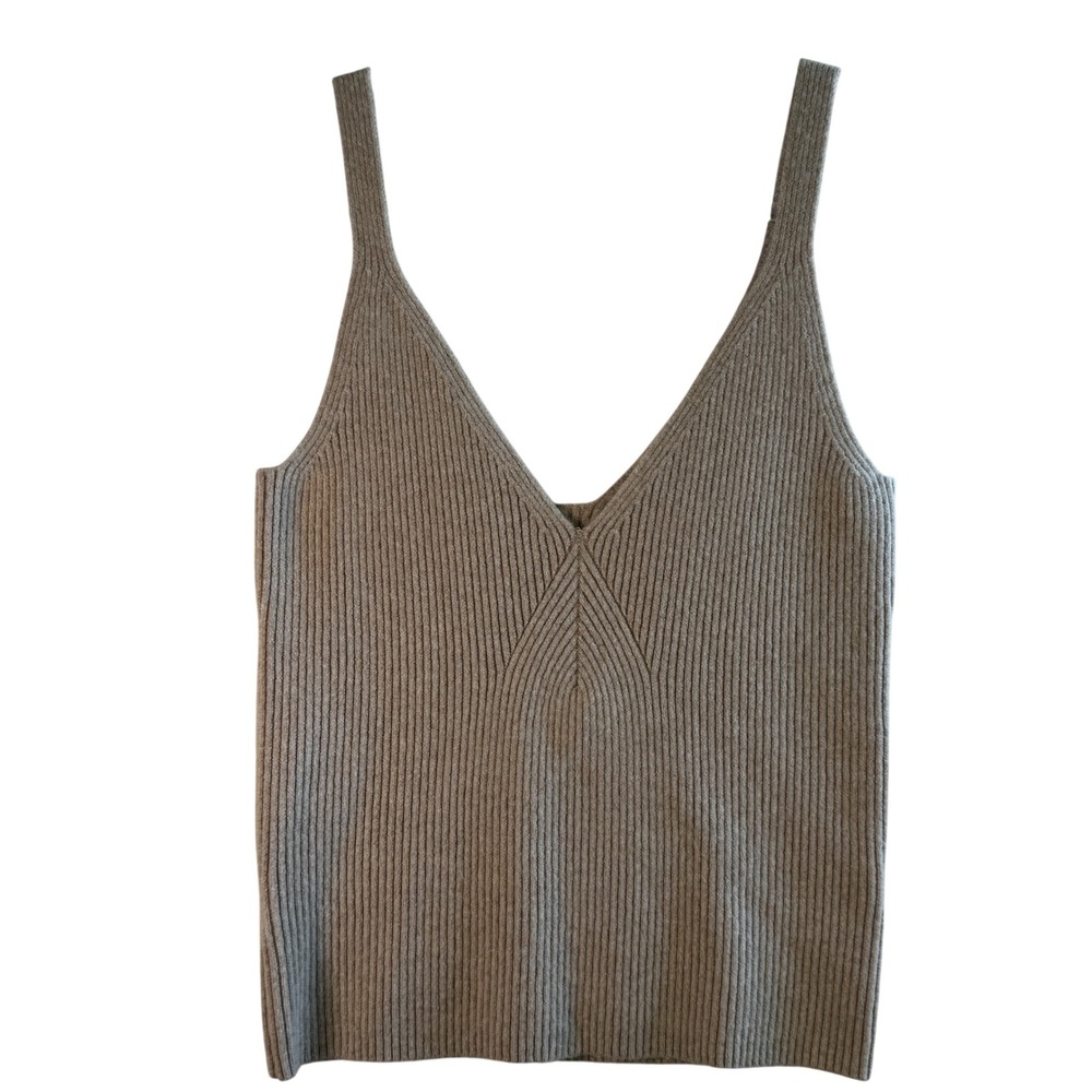 J.Crew XL Cashmere Blend Sweater Tank Top Hthr Stone Light Brown NWT Old Money